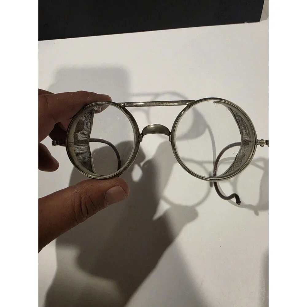 WILLSON B Safety Glasses Round Clear Lenses Metal Mesh Side Shields Vintage